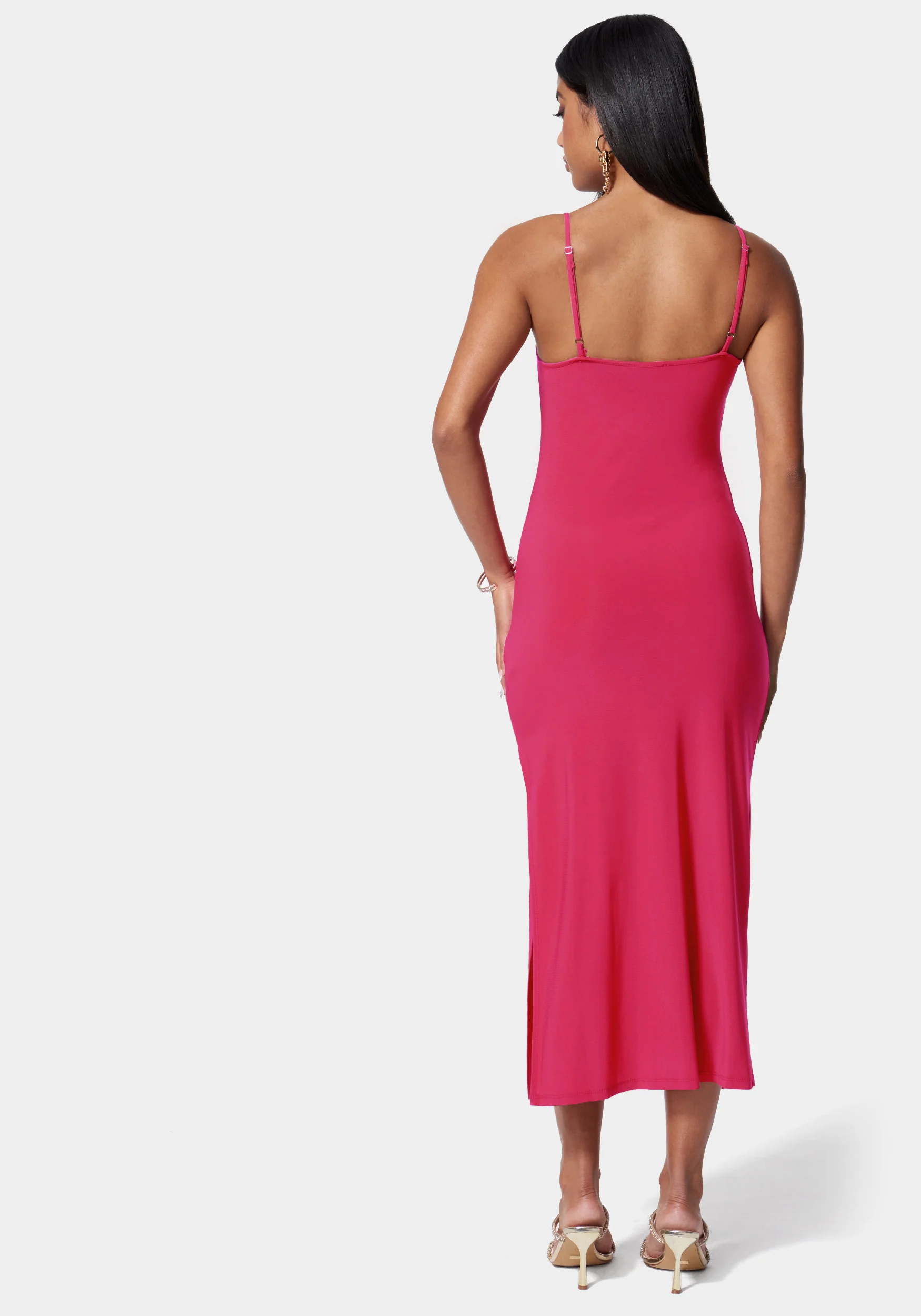 Cowl Neck Spaghetti Strap Slit Maxi - Image 4