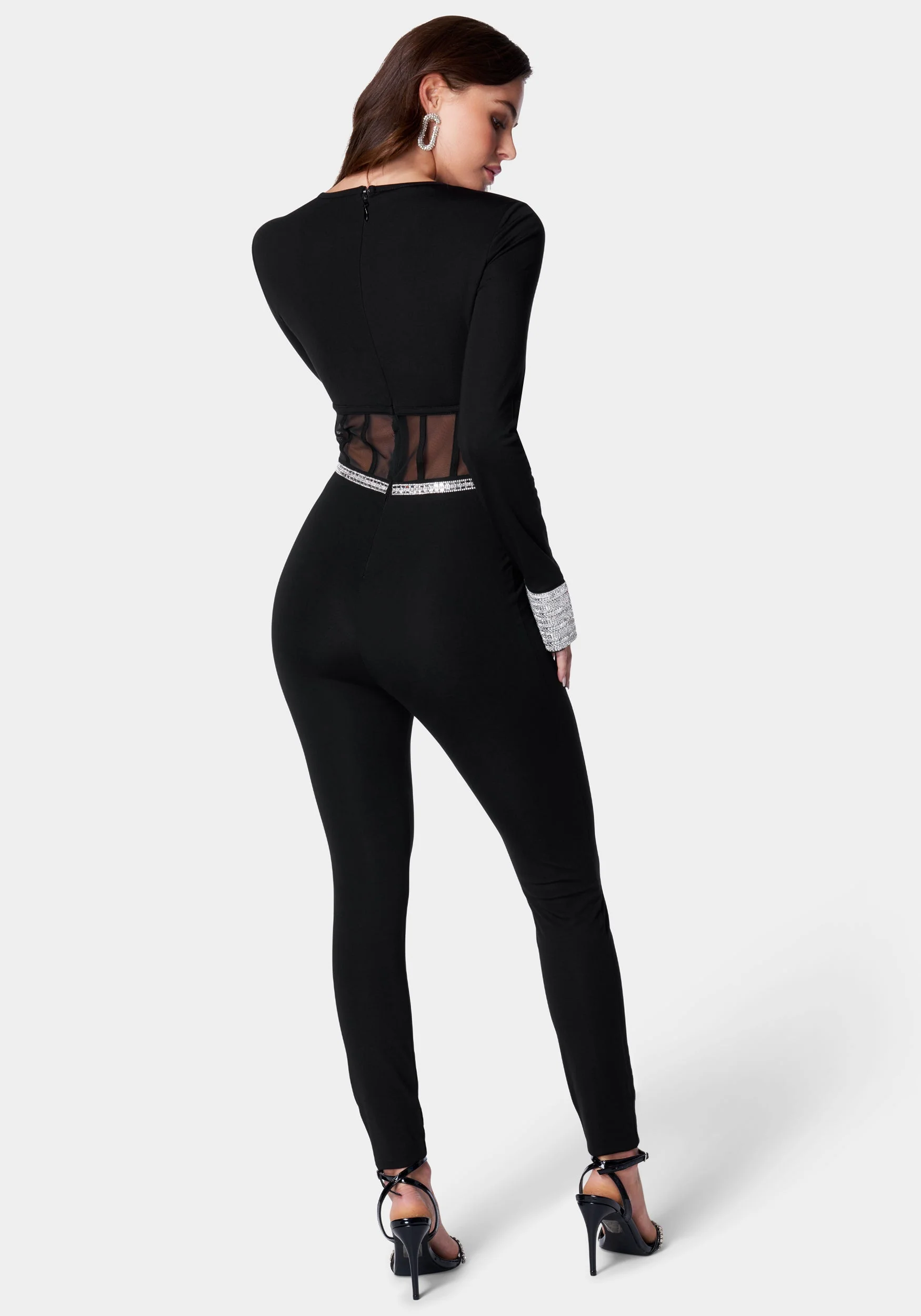Embellished Corset Detail Catsuit - Image 3