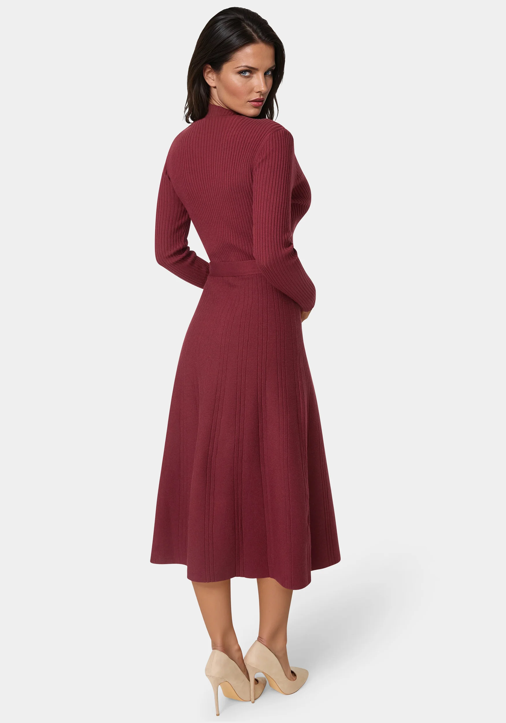 Fit and Flare Midi Sweater Dress - Image 4