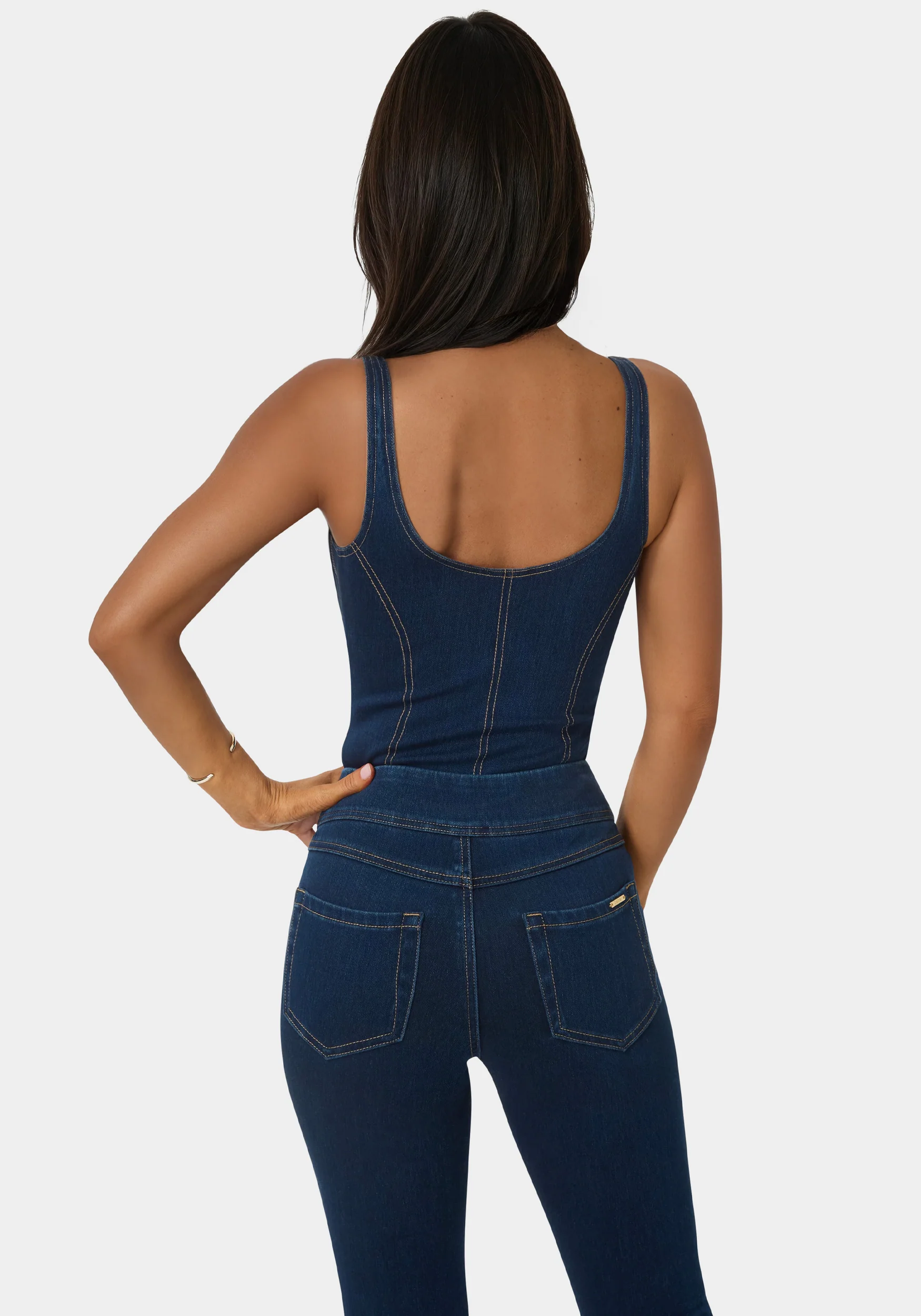 Fitted Denim Bodysuit - Image 3
