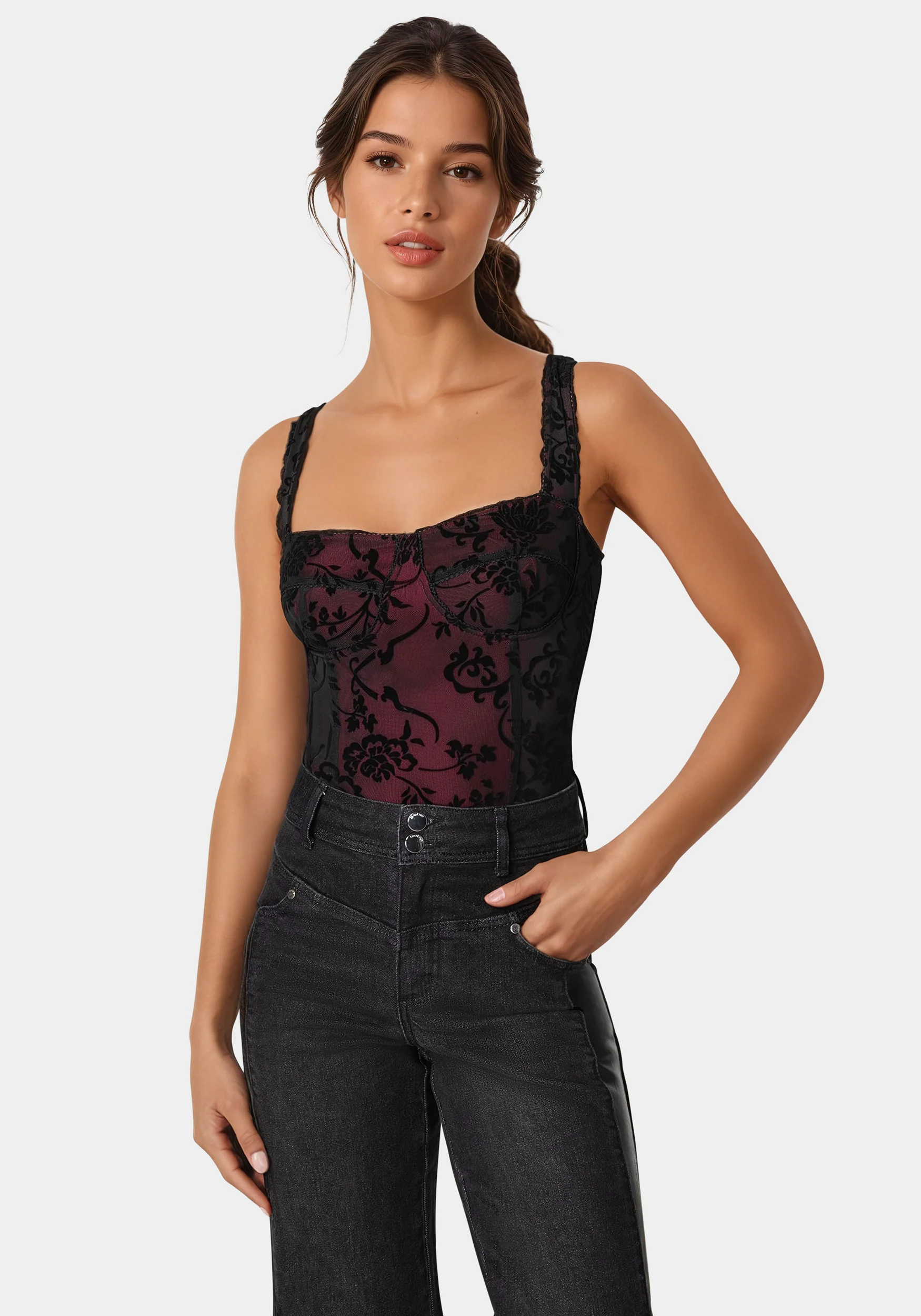 Flocked Mesh Bodysuit - Image 4