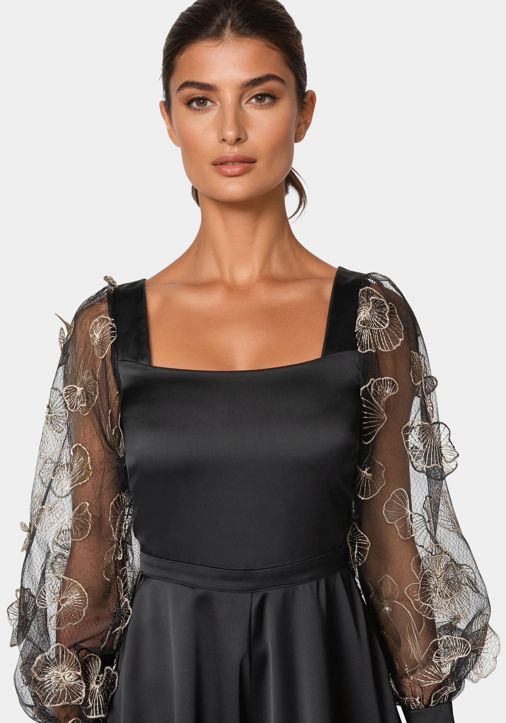 Floral Lurex Sleeve Satin Romper - Image 4