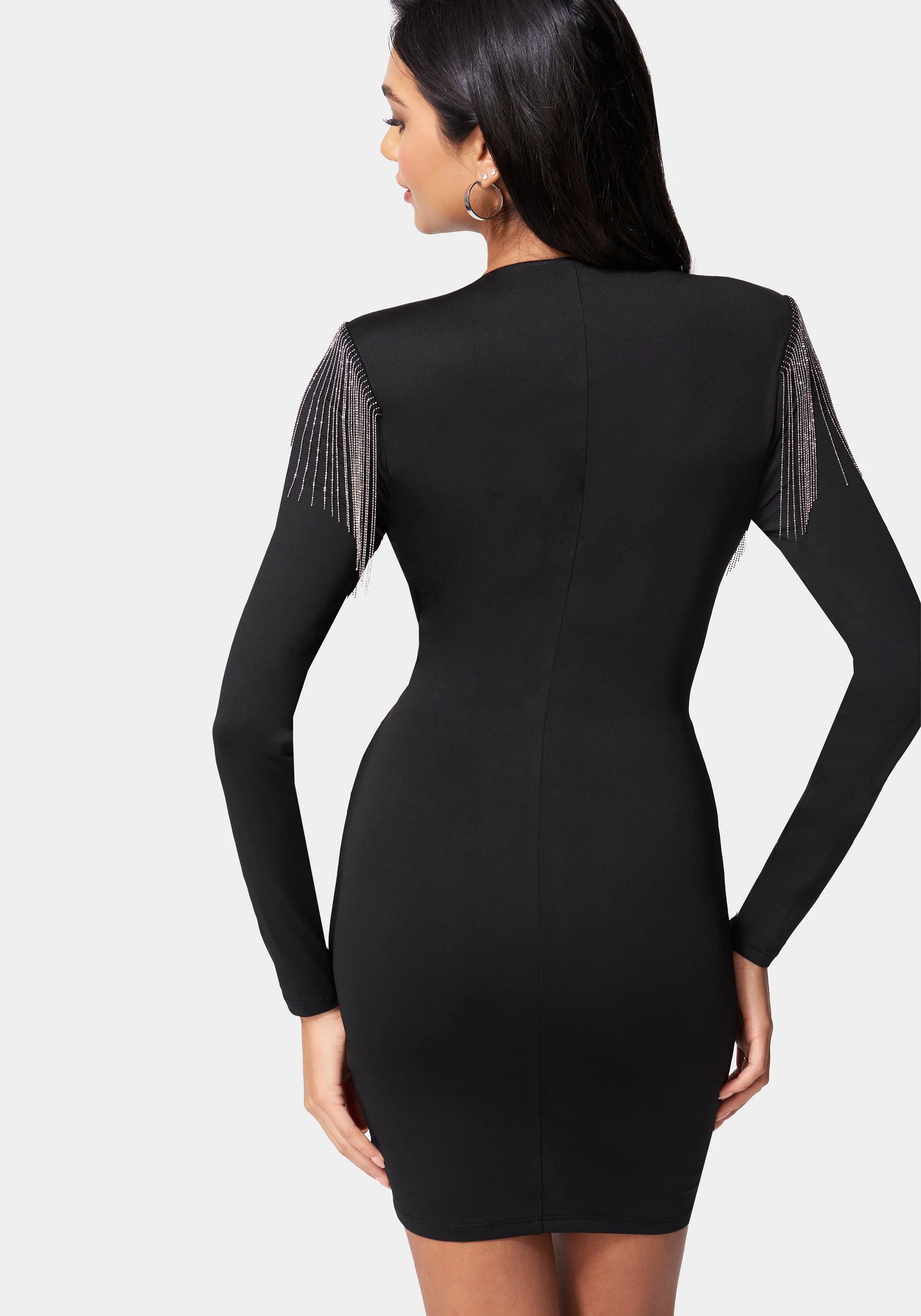 Fringe Trim V-Neck Mini Dress - Image 3