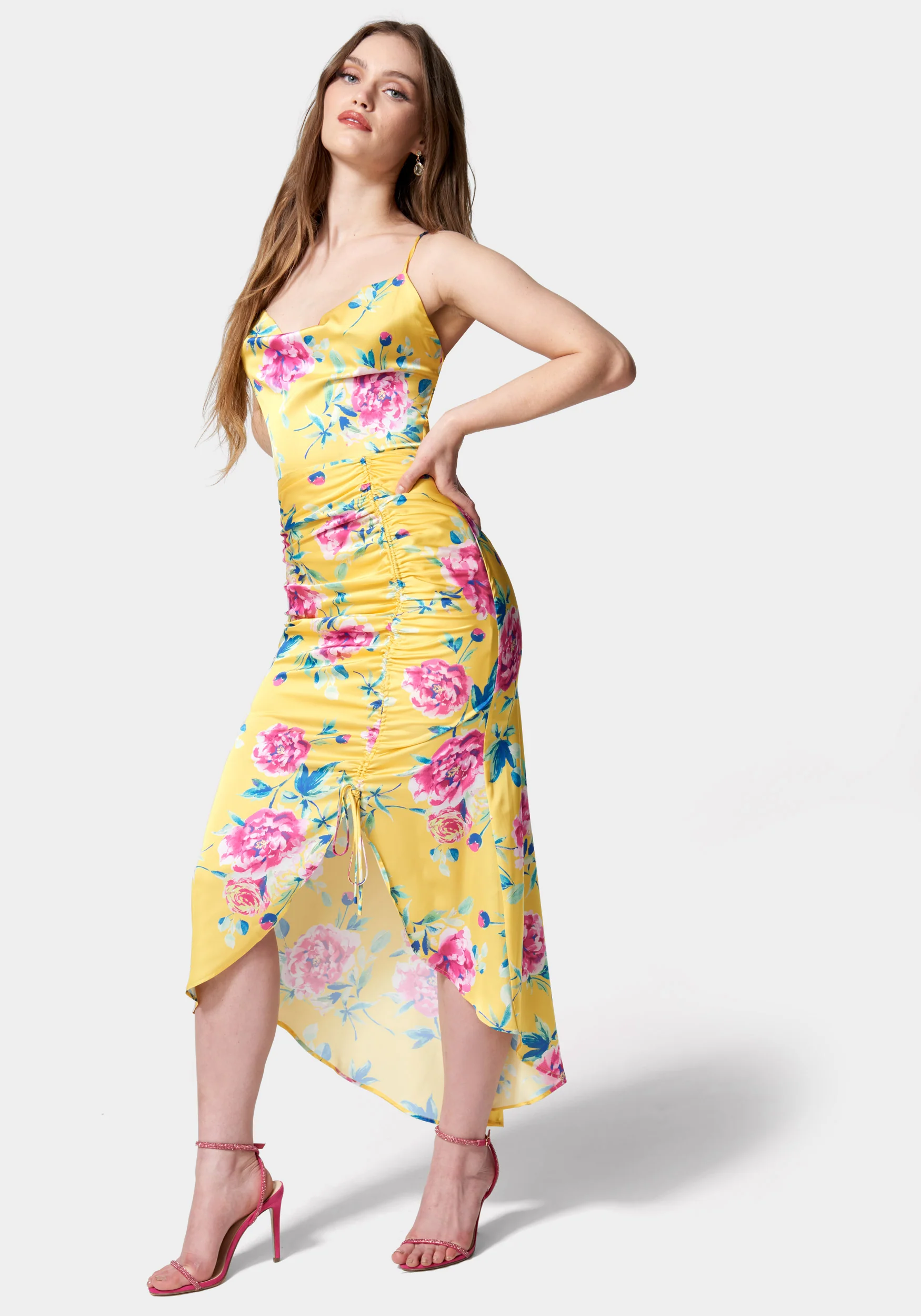 Hi Lo Ruched Midi Dress - Image 2