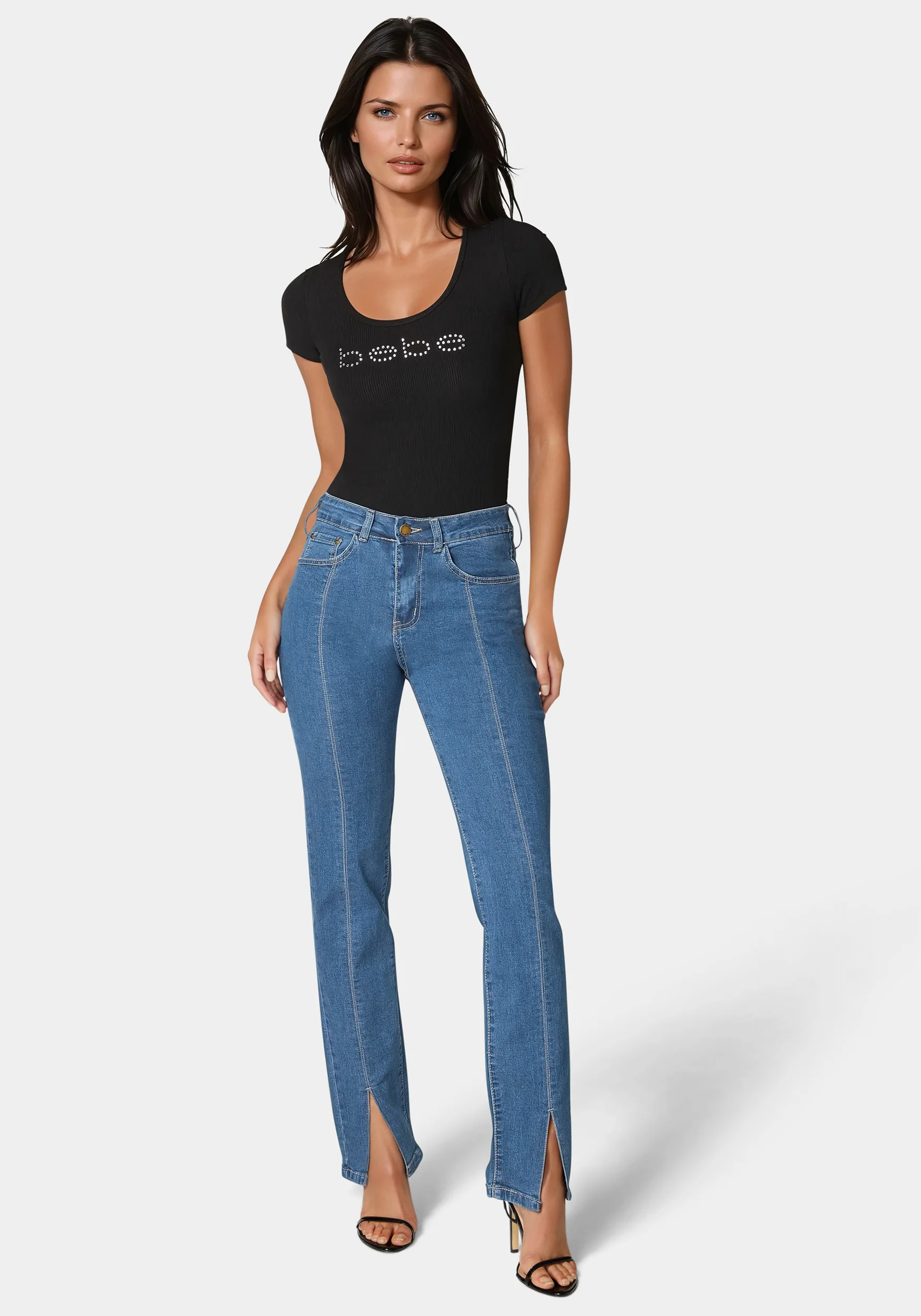 High Rise Bootleg With Hem Slit Jean - Image 2