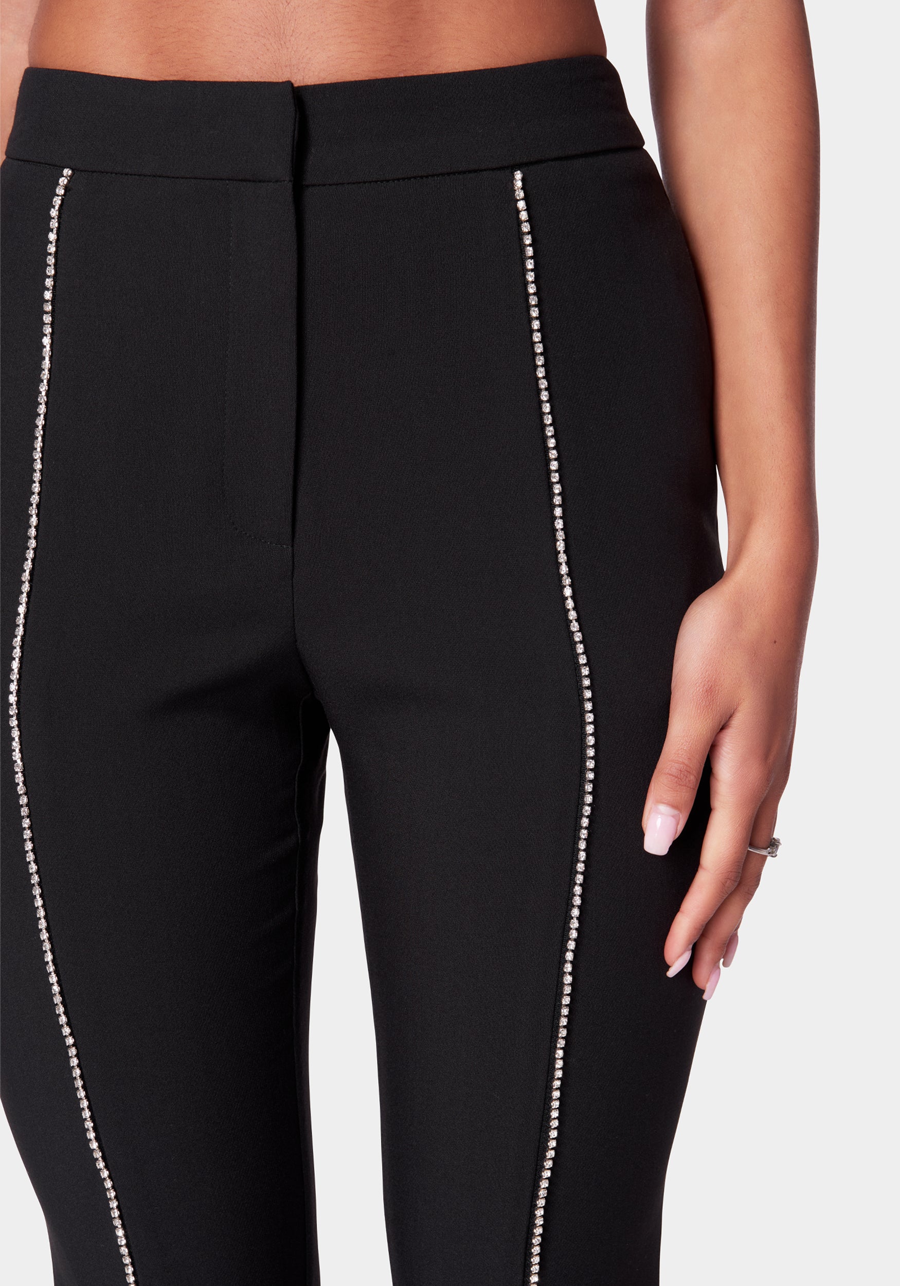 High Waist Rhinestone Detail Flared Pant - Image 4