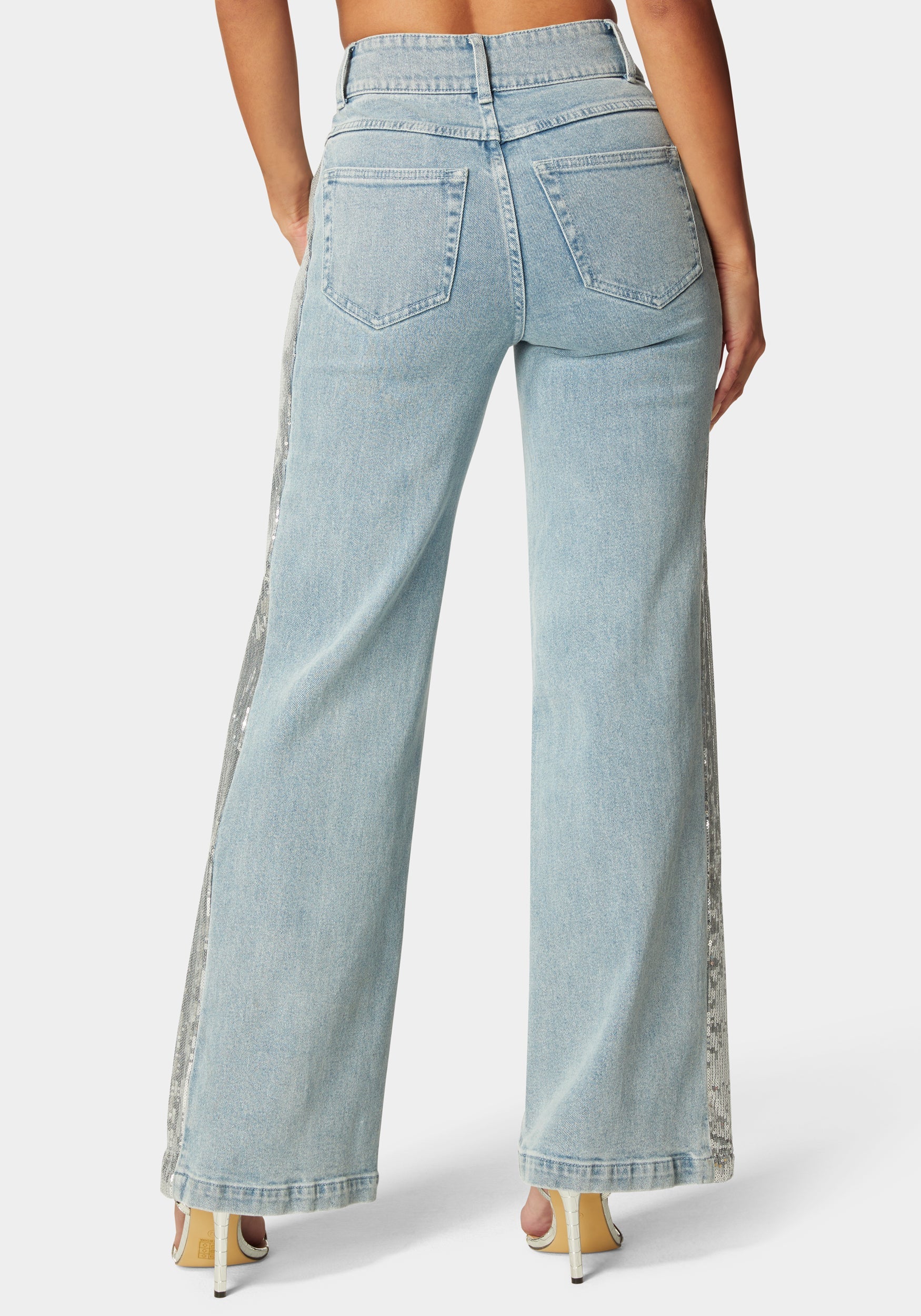 High Waist Sequin Wide Leg Jeans - Image 3