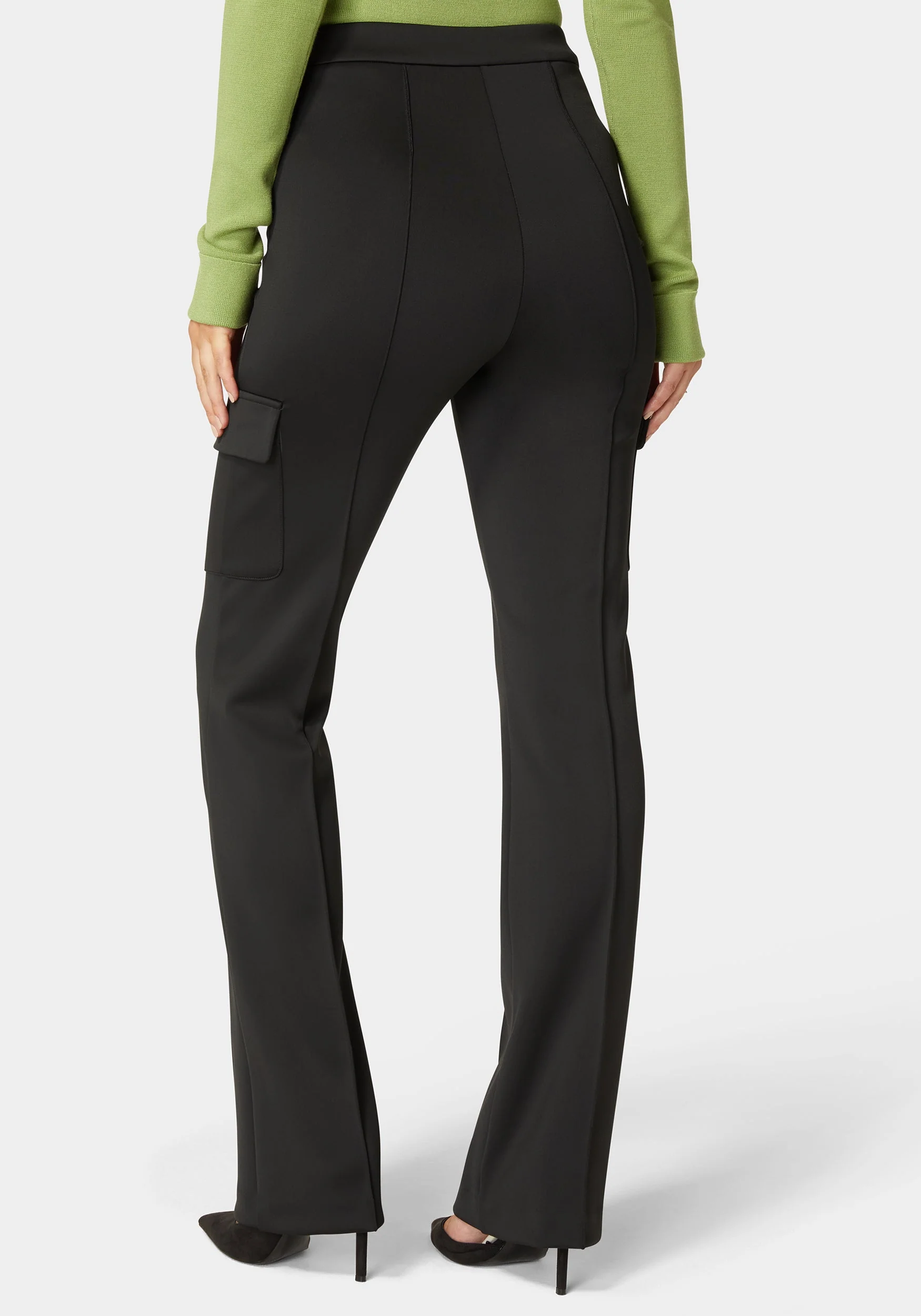 High Waist Straight Leg Patch Pocket Knit Pant - Image 3