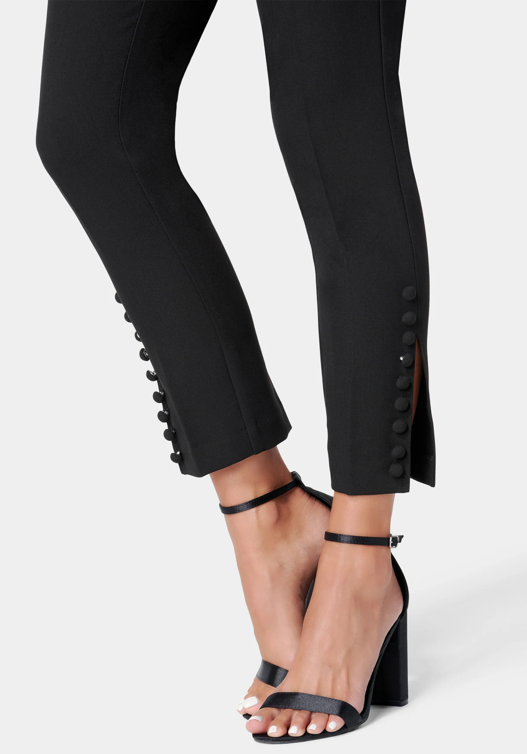 High Waist Tailored Button Detail Slim Pant - Image 3