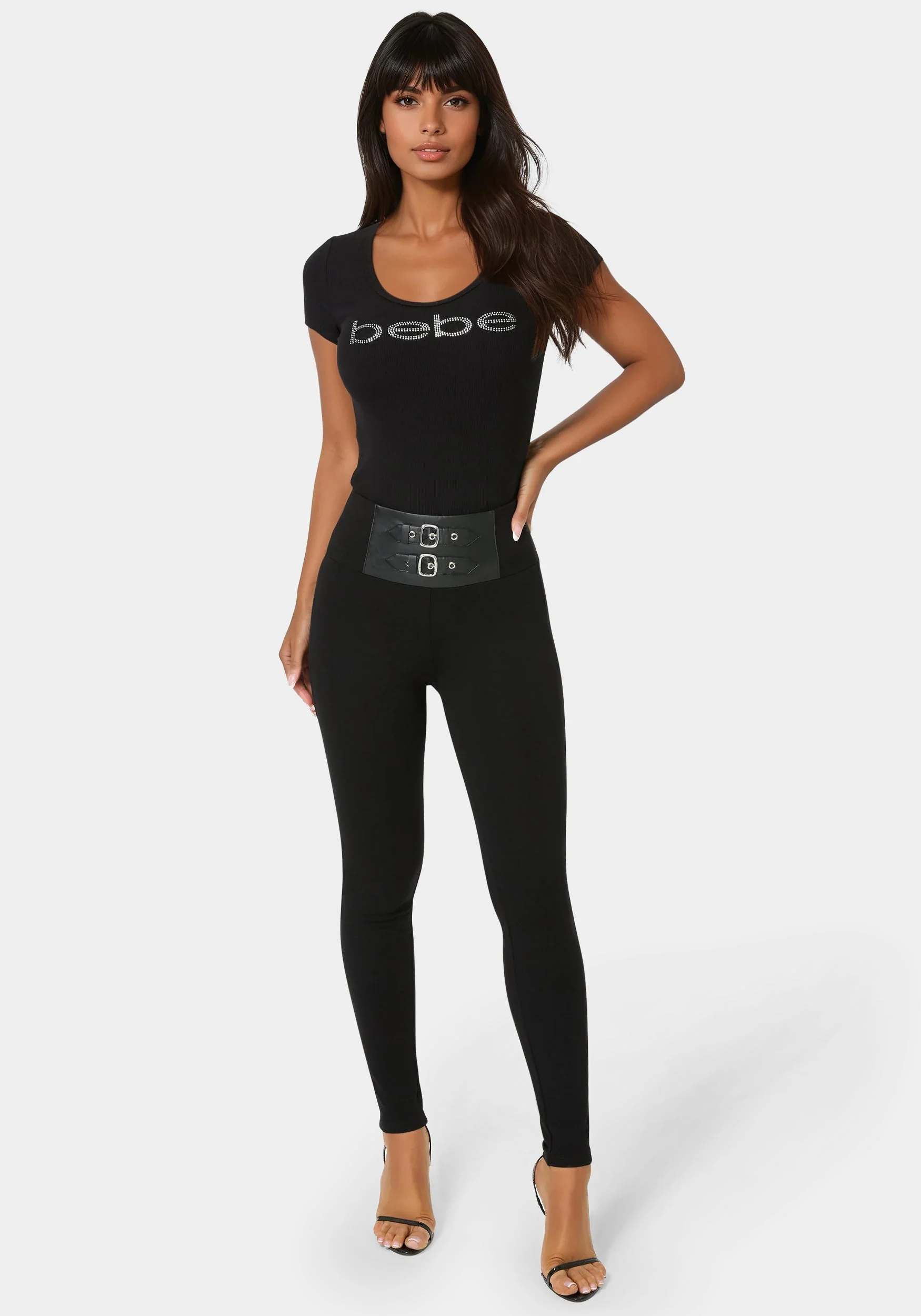High Waist Vegan Leather Belt Legging - Image 4
