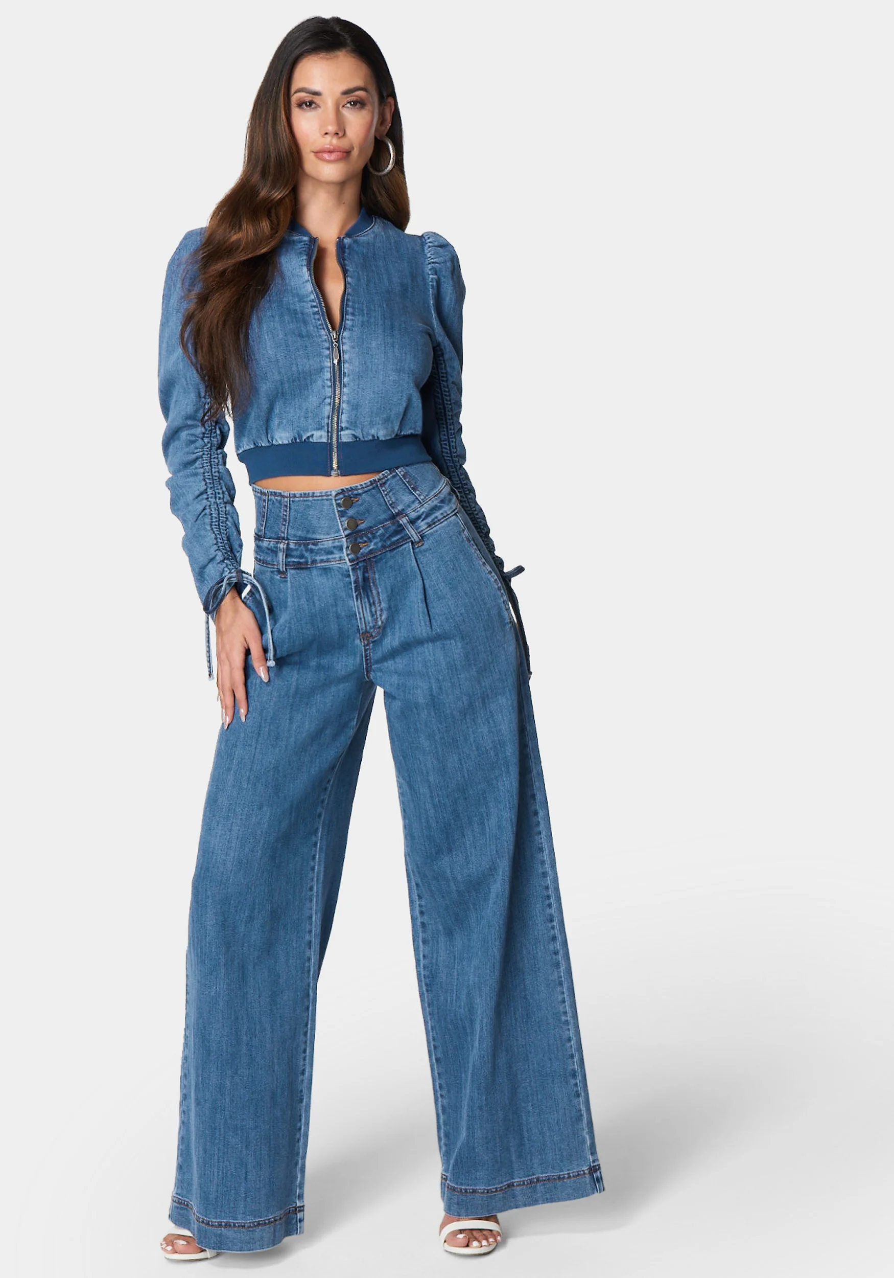 High Waisted Build Up Corset Ultra Wide Leg Jeans - Image 2
