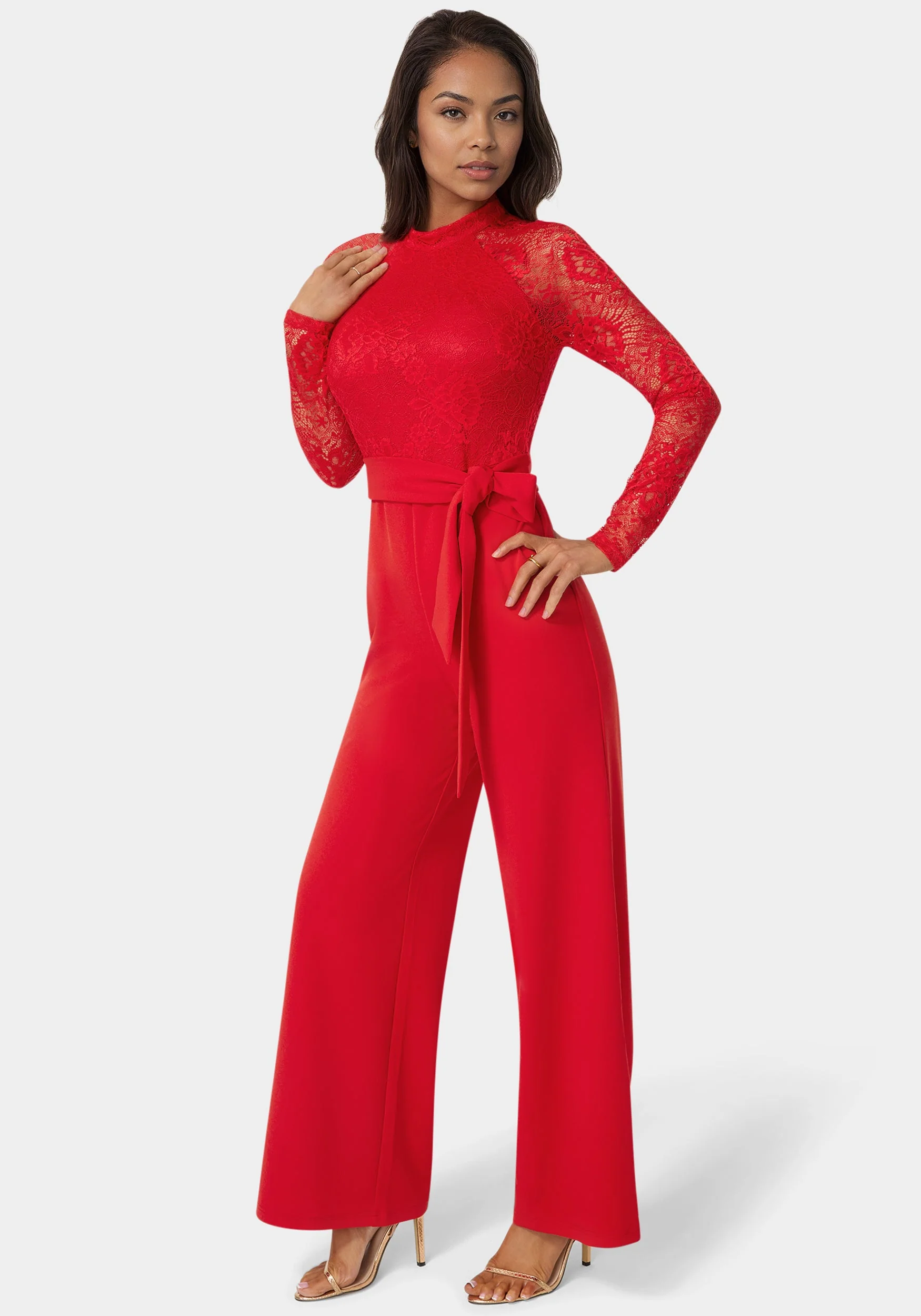 Lace Bodice Straight Leg Jumpsuit - Image 2