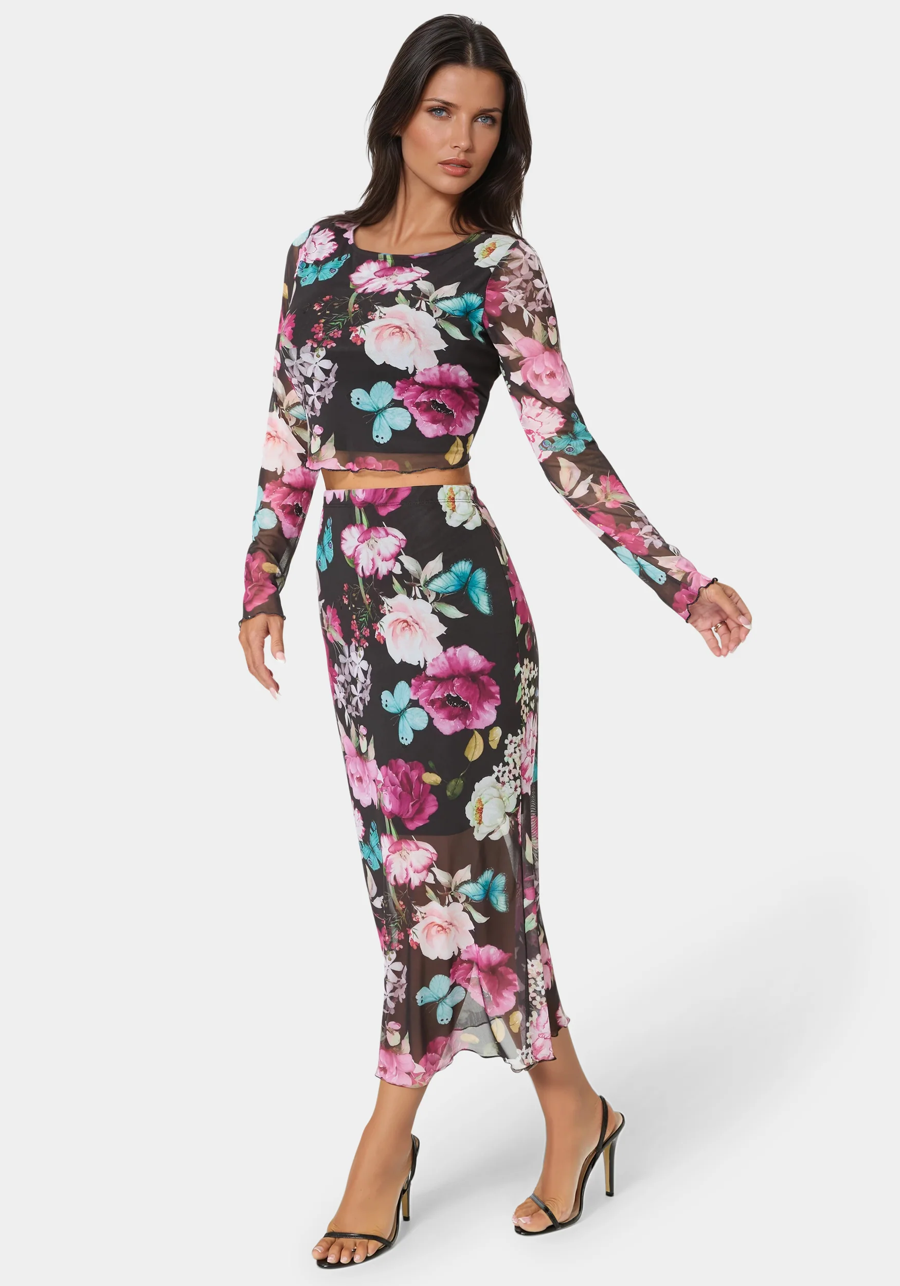 Mesh Printed Two Piece Long Sleeve Set - Image 2
