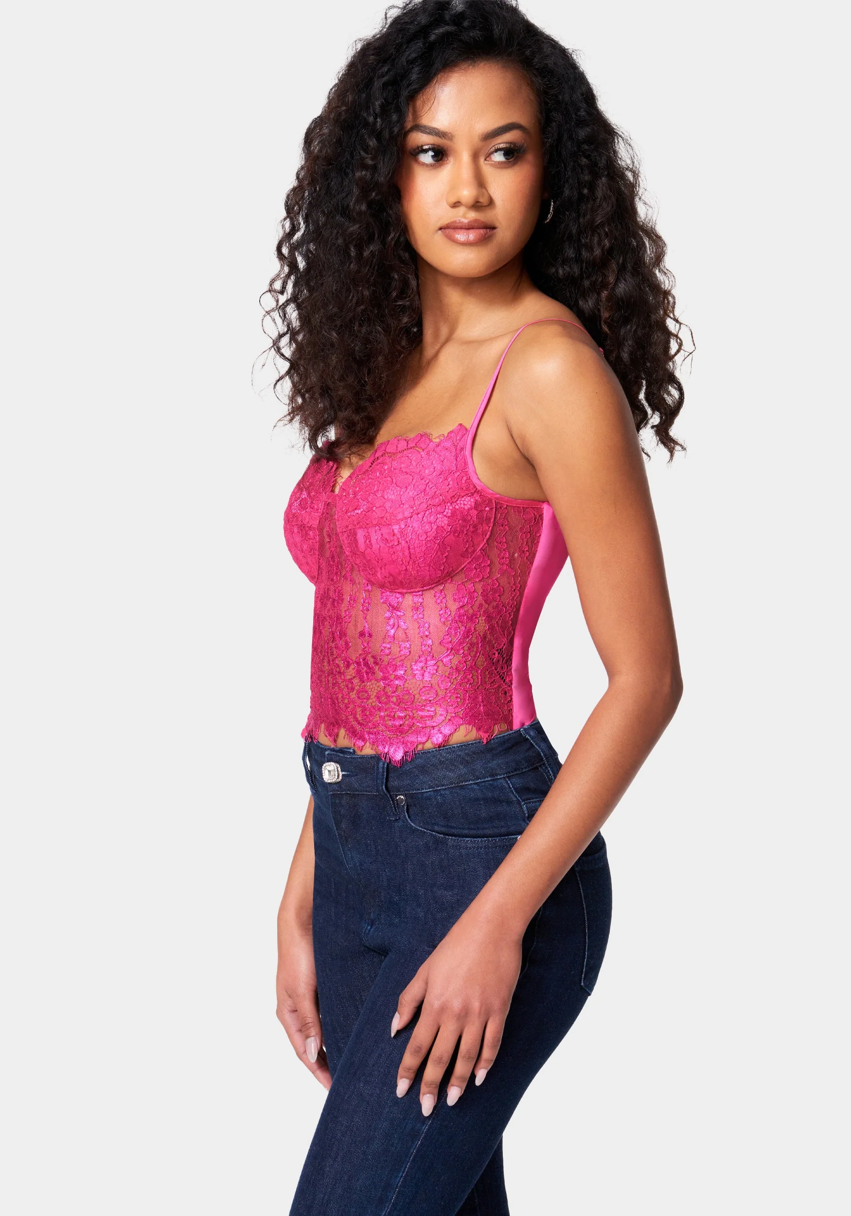 Metallic Foiled Lace Bustier Top - Image 2