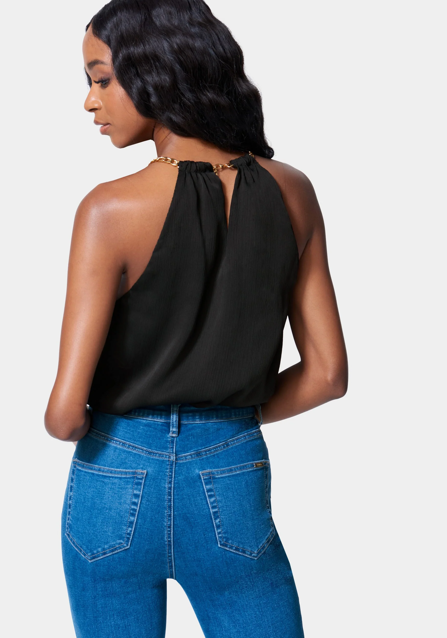 Neckline Trim Detail Blouson Bodysuit - Image 2