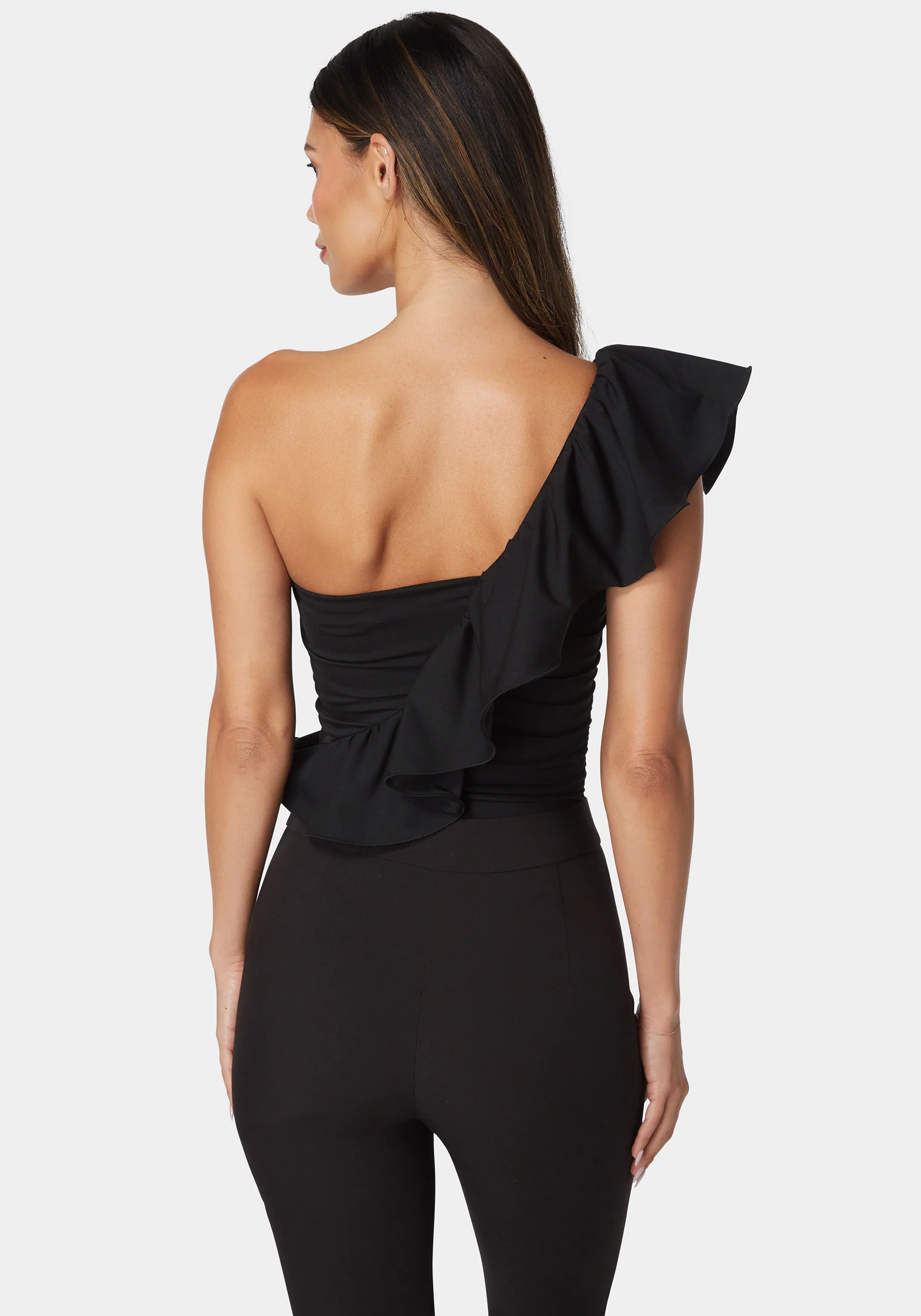 One Shoulder Ruffle Knit Bodysuit - Image 3