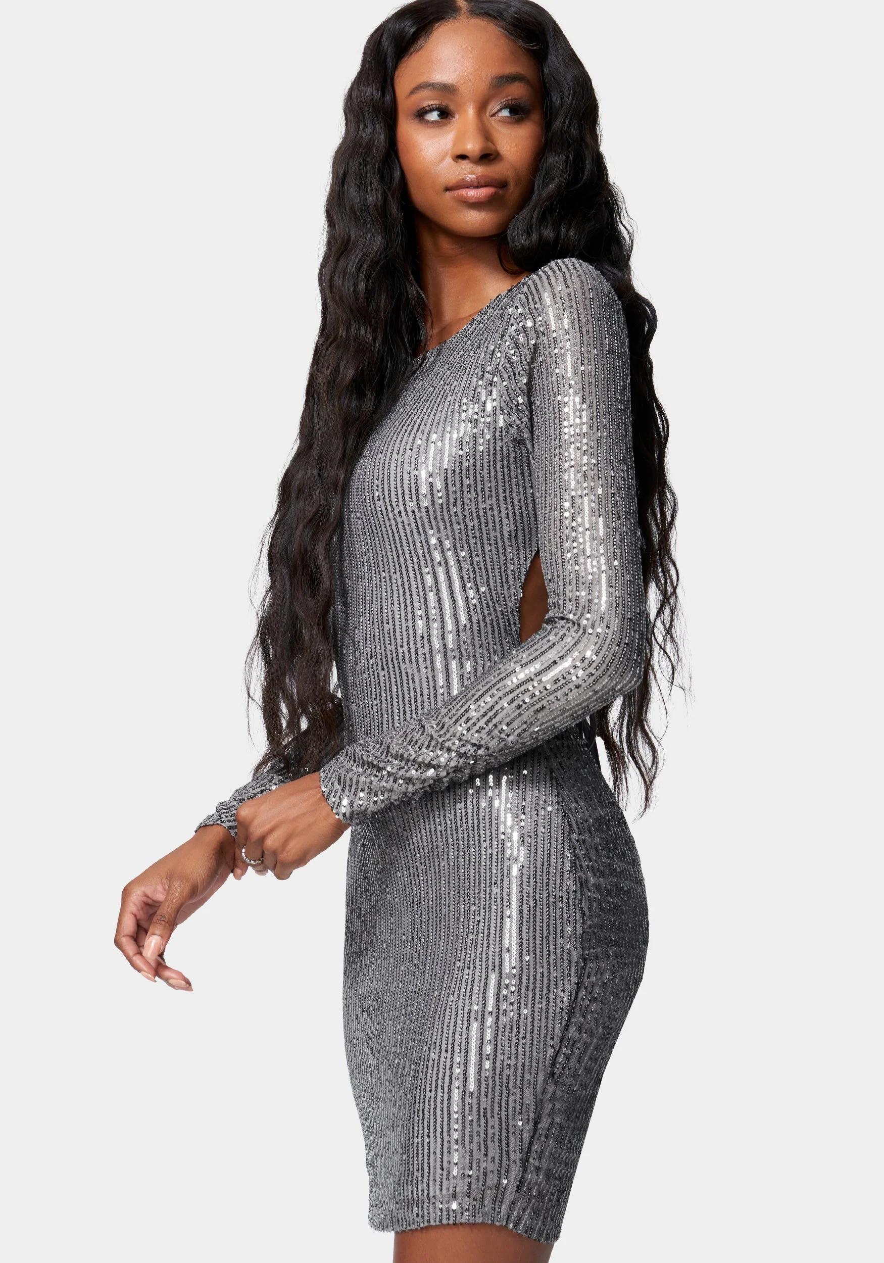Open Back Sparkle Mini Dress - Image 2