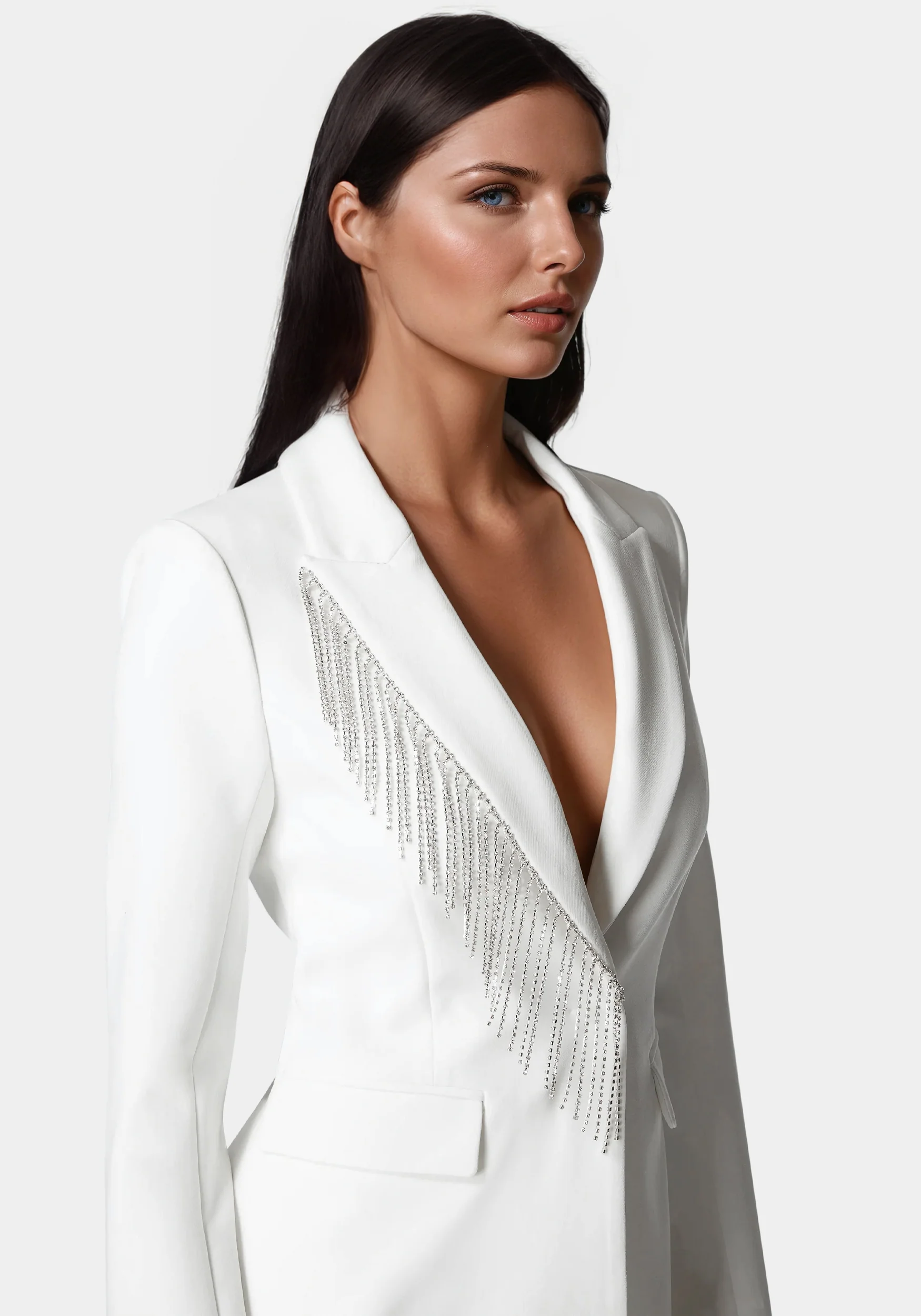 Rhinestone Fringe Tailored Blazer - Image 3