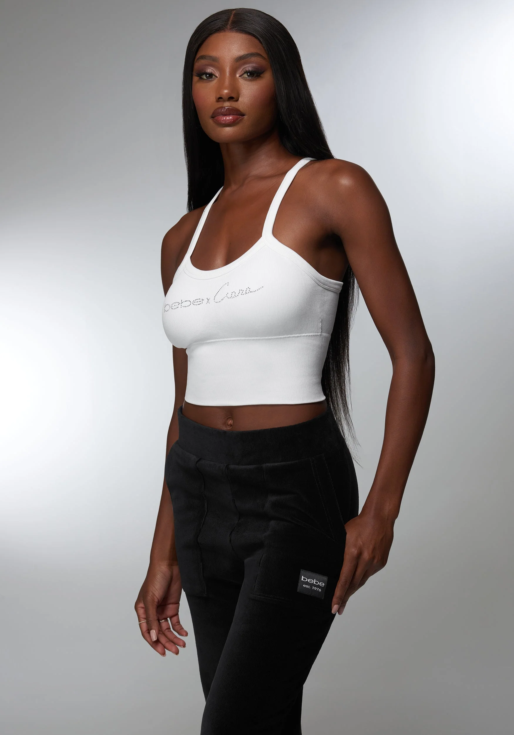 Rhinestone Logo Bra Tank - Image 2