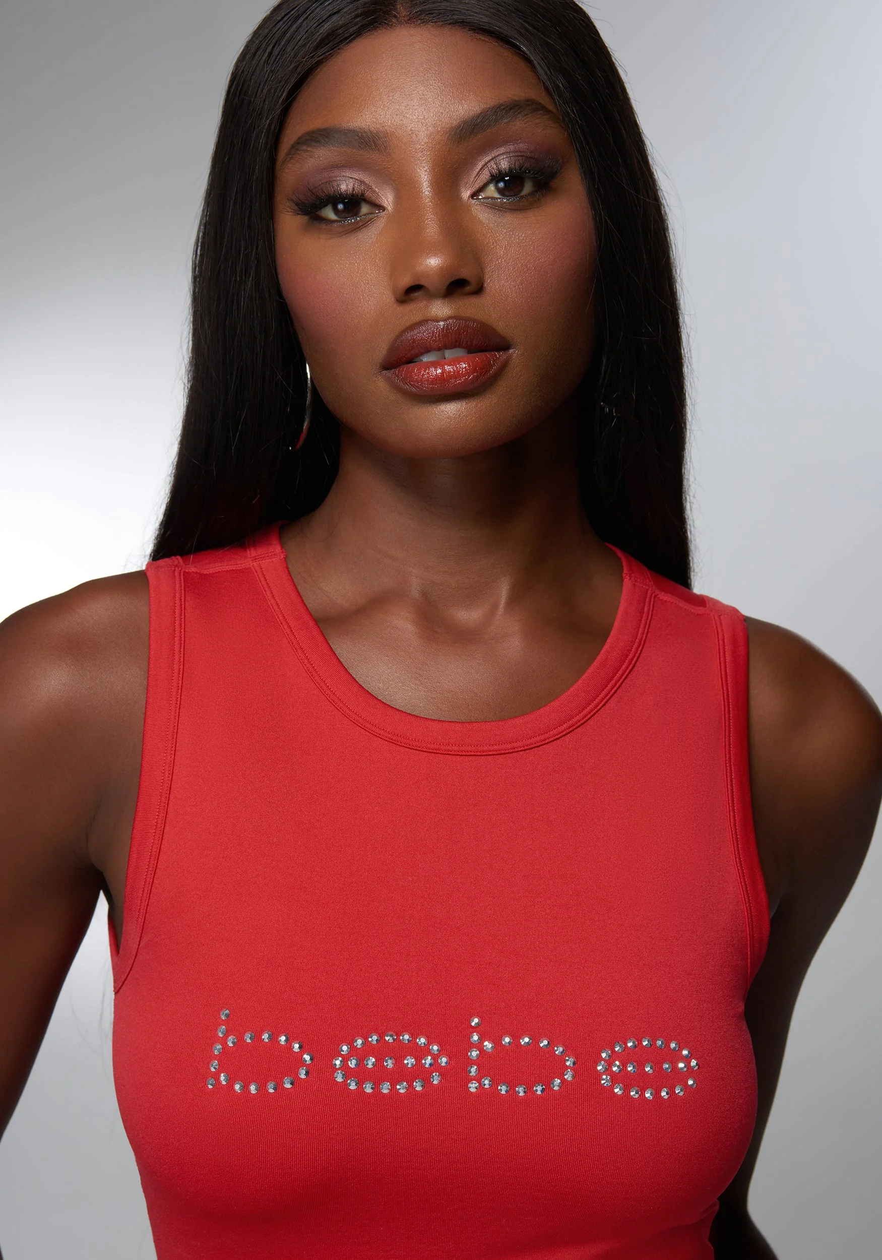 Rhinestone Logo Cropped Tank - Image 4