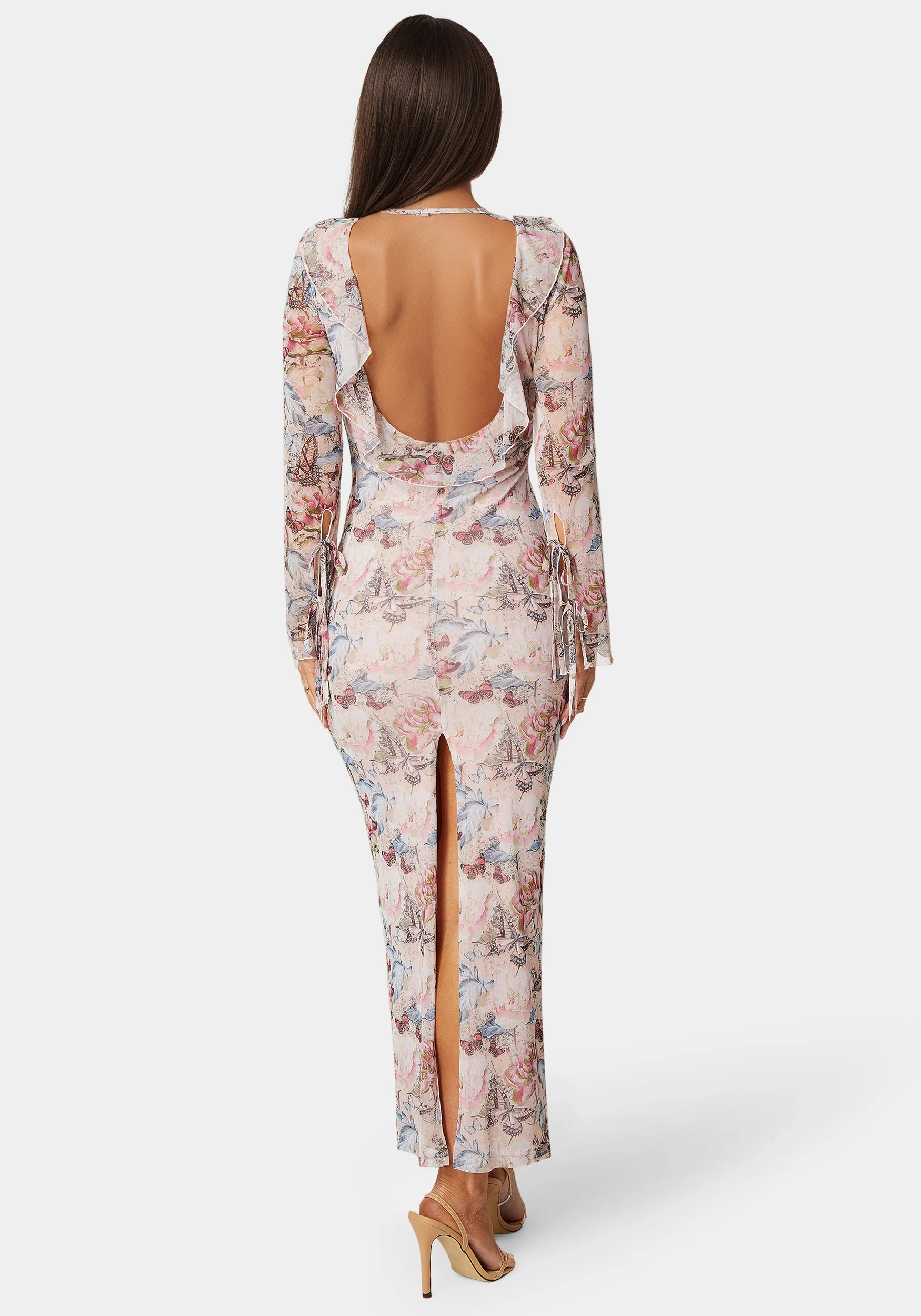 Ruffle Detail Mesh Maxi Dress - Image 3