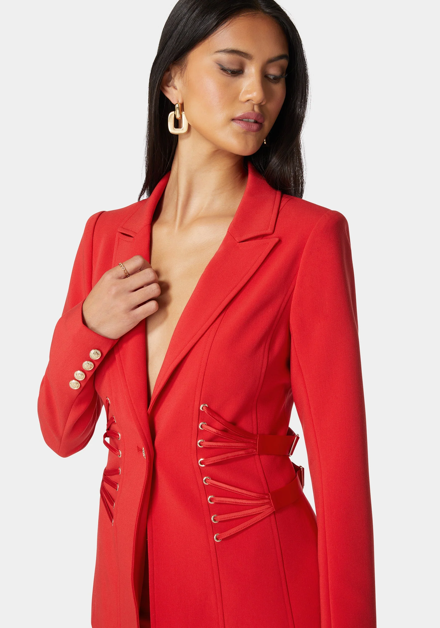 Satin Detail Tailored Woven Twill Blazer - Image 4