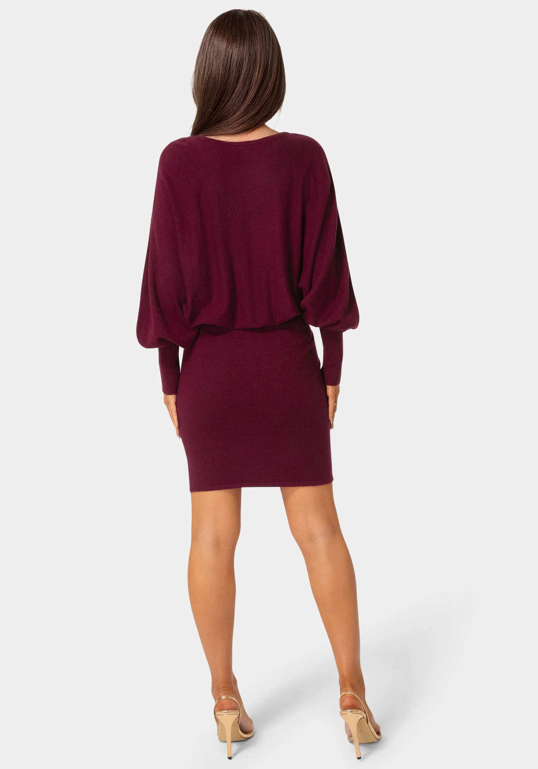 Scoop Neck Blouson Sweater Midi Dress - Image 3