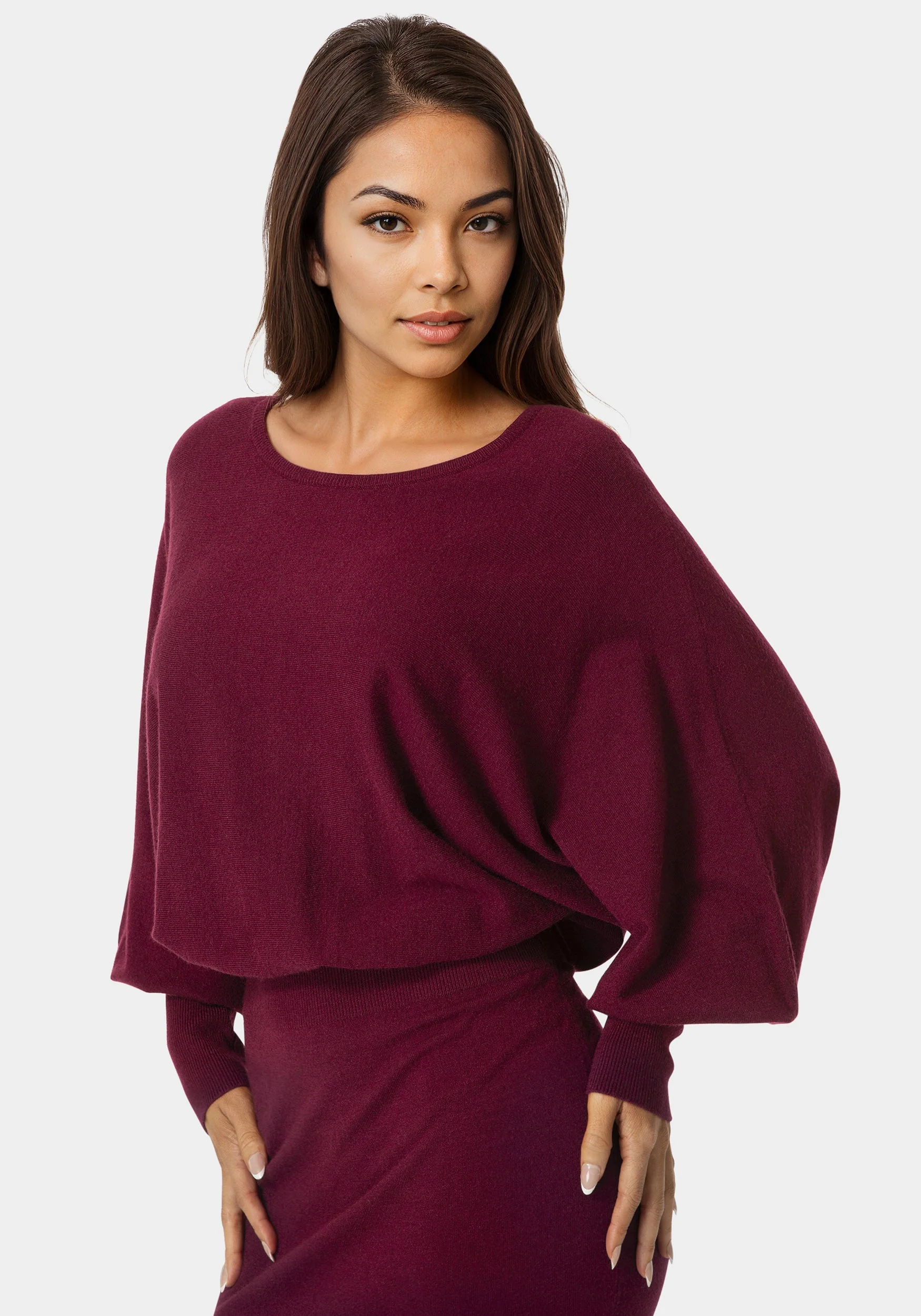 Scoop Neck Blouson Sweater Midi Dress - Image 4