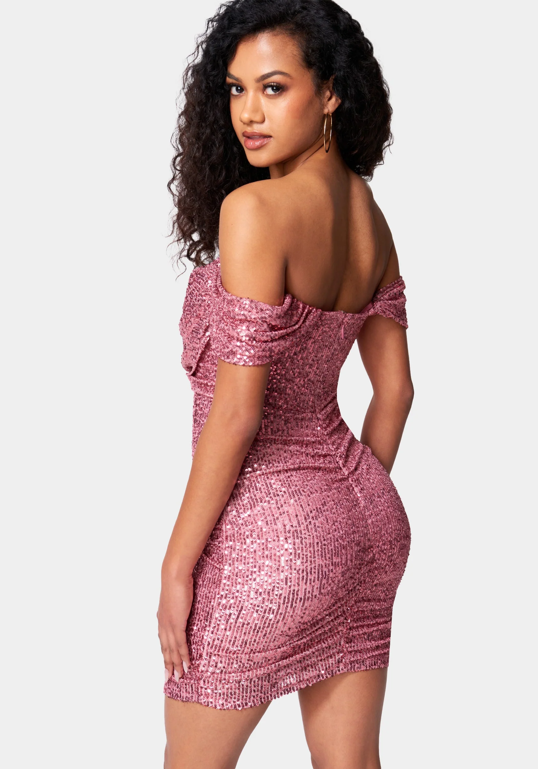 Sequin Drapey Ruched Mini Dress - Image 3
