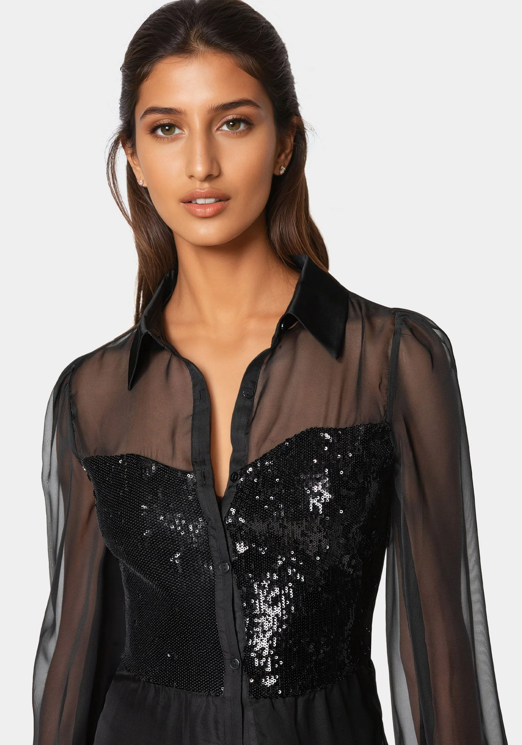Sequin Fooler Chiffon Blouse - Image 4