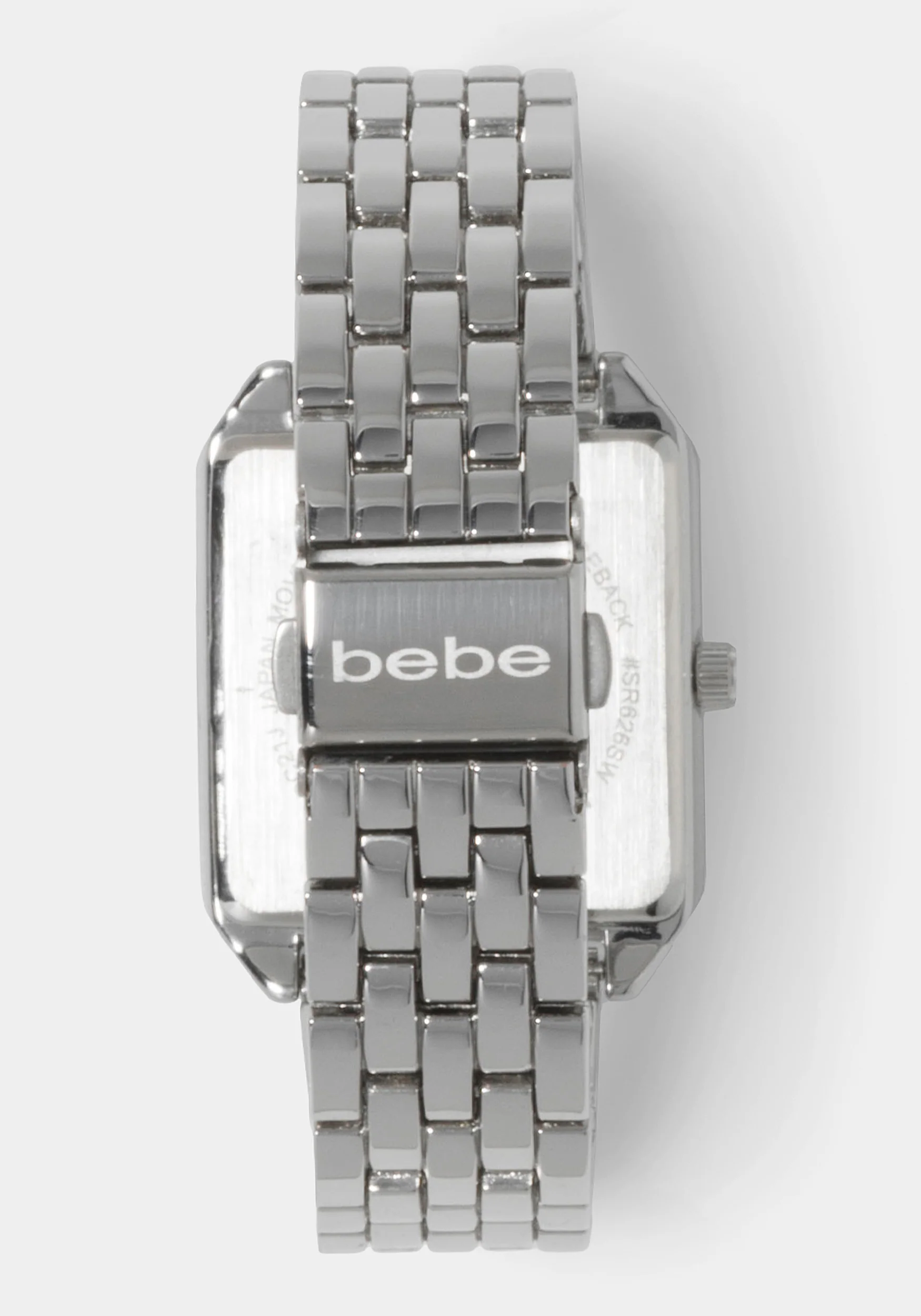 Silver Link Rectangle Bracelet Diamond Dial Watch - Image 4
