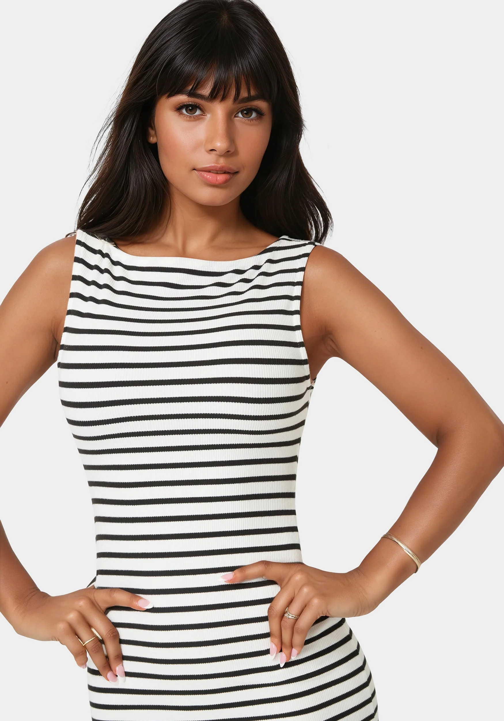 Stripe Rib Bodycon Dress - Image 3