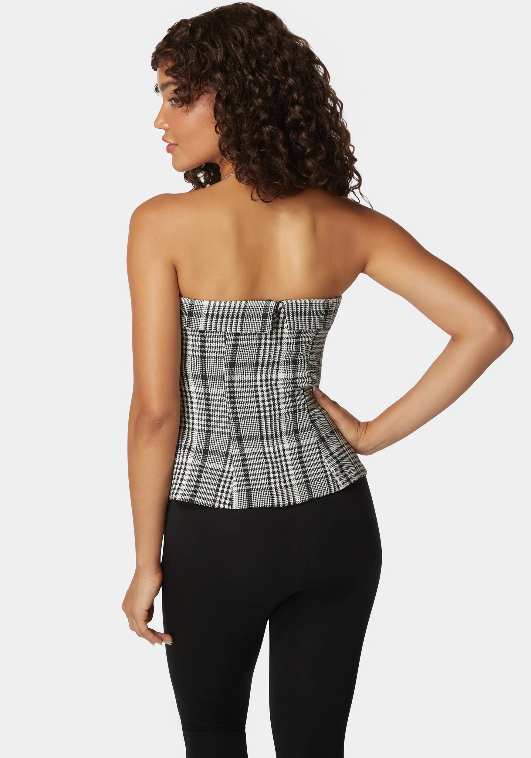Tailored Button Trim Novelty Jacquard Corset - Image 3