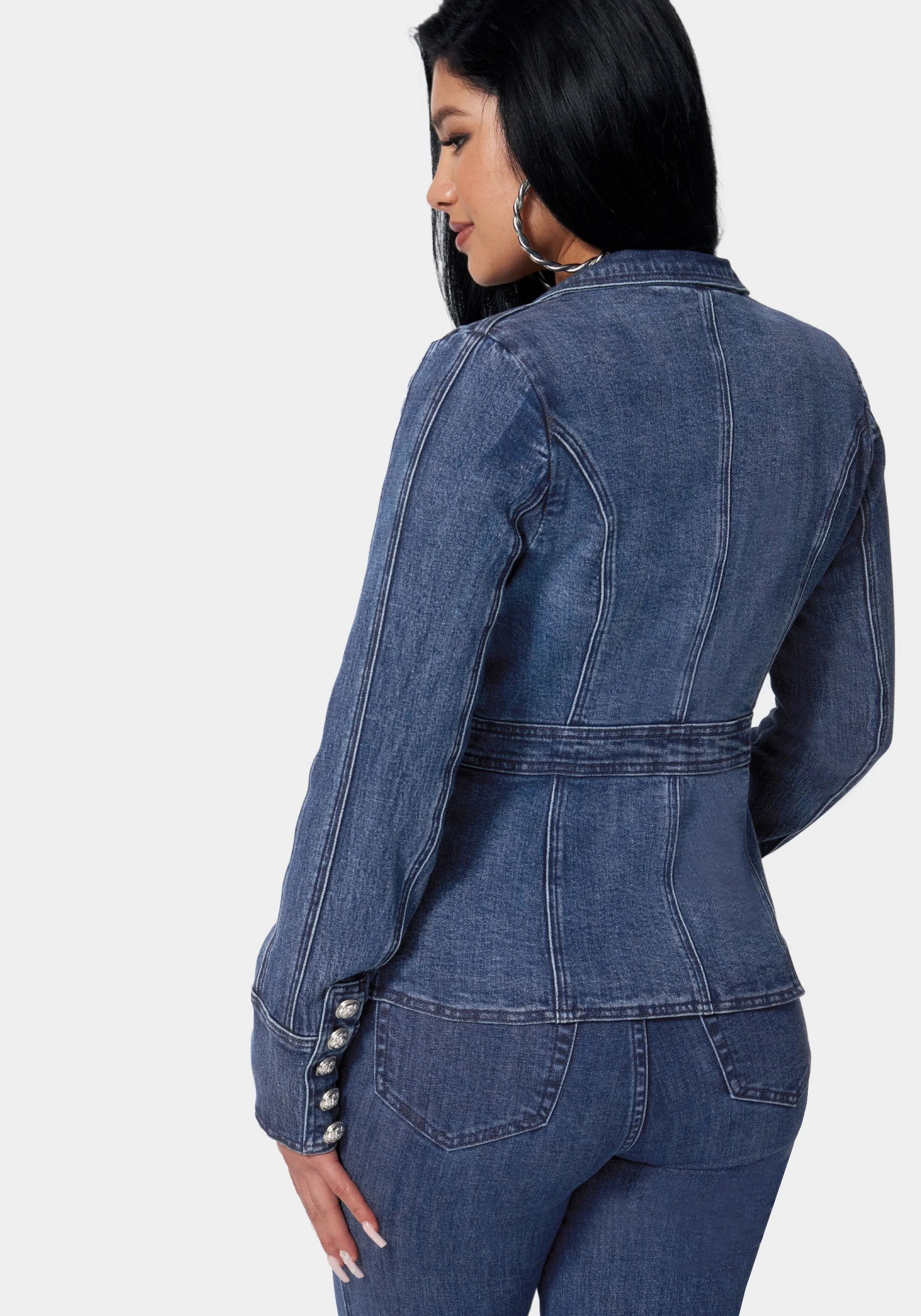 Tailored Double Breasted Denim Jacket - Image 3