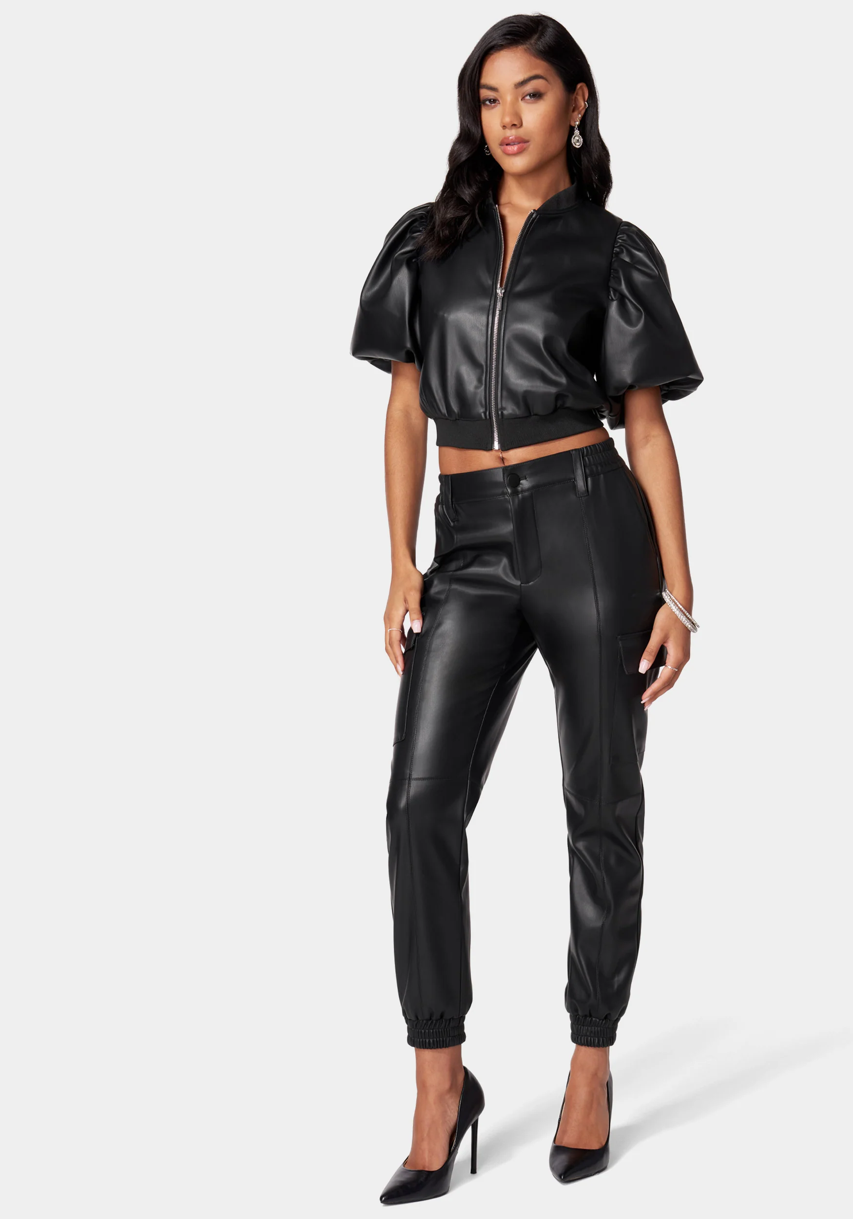 Vegan Leather Cargo Pocket Jogger - Image 2