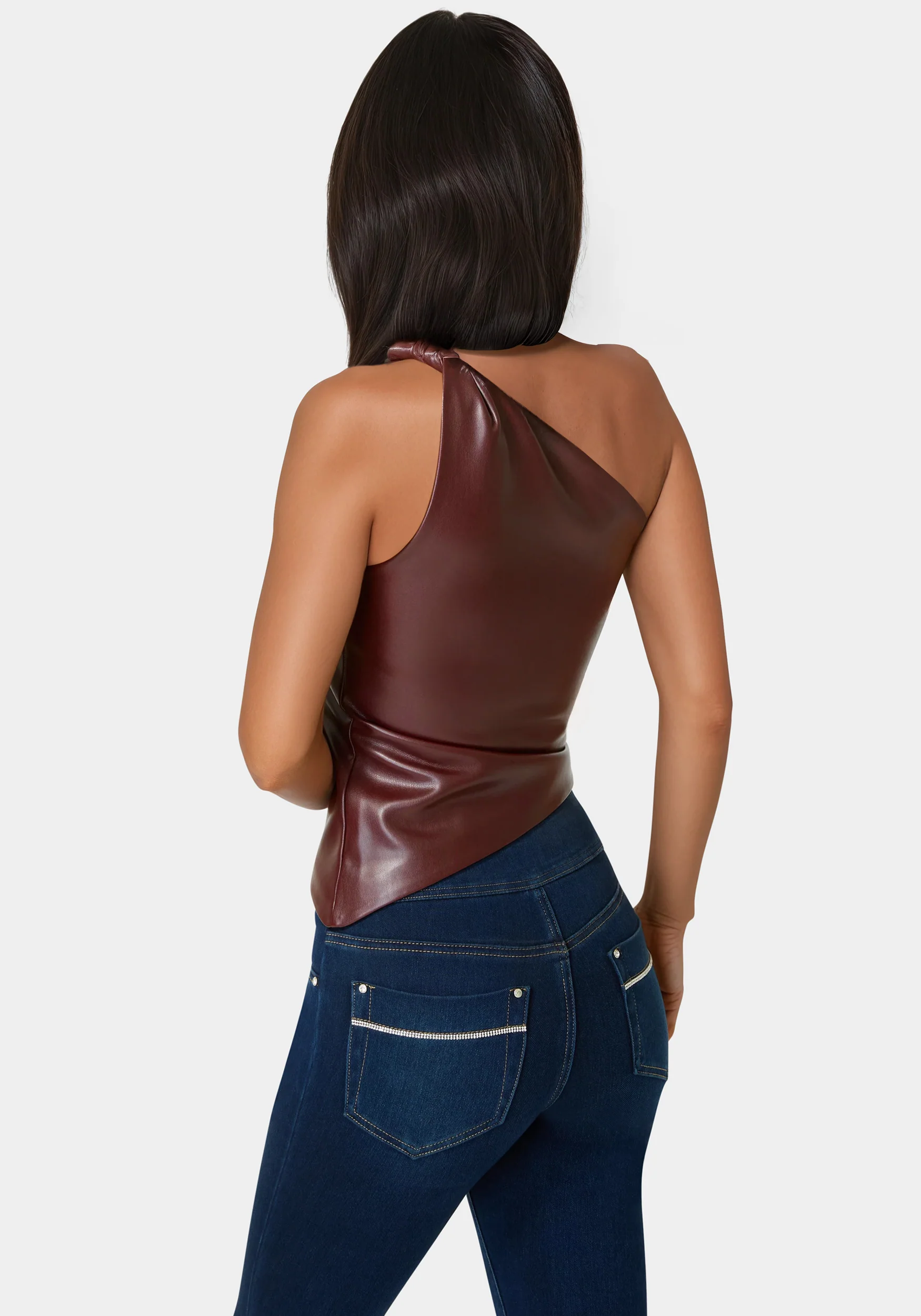 Vegan Leather One Shoulder Top - Image 2