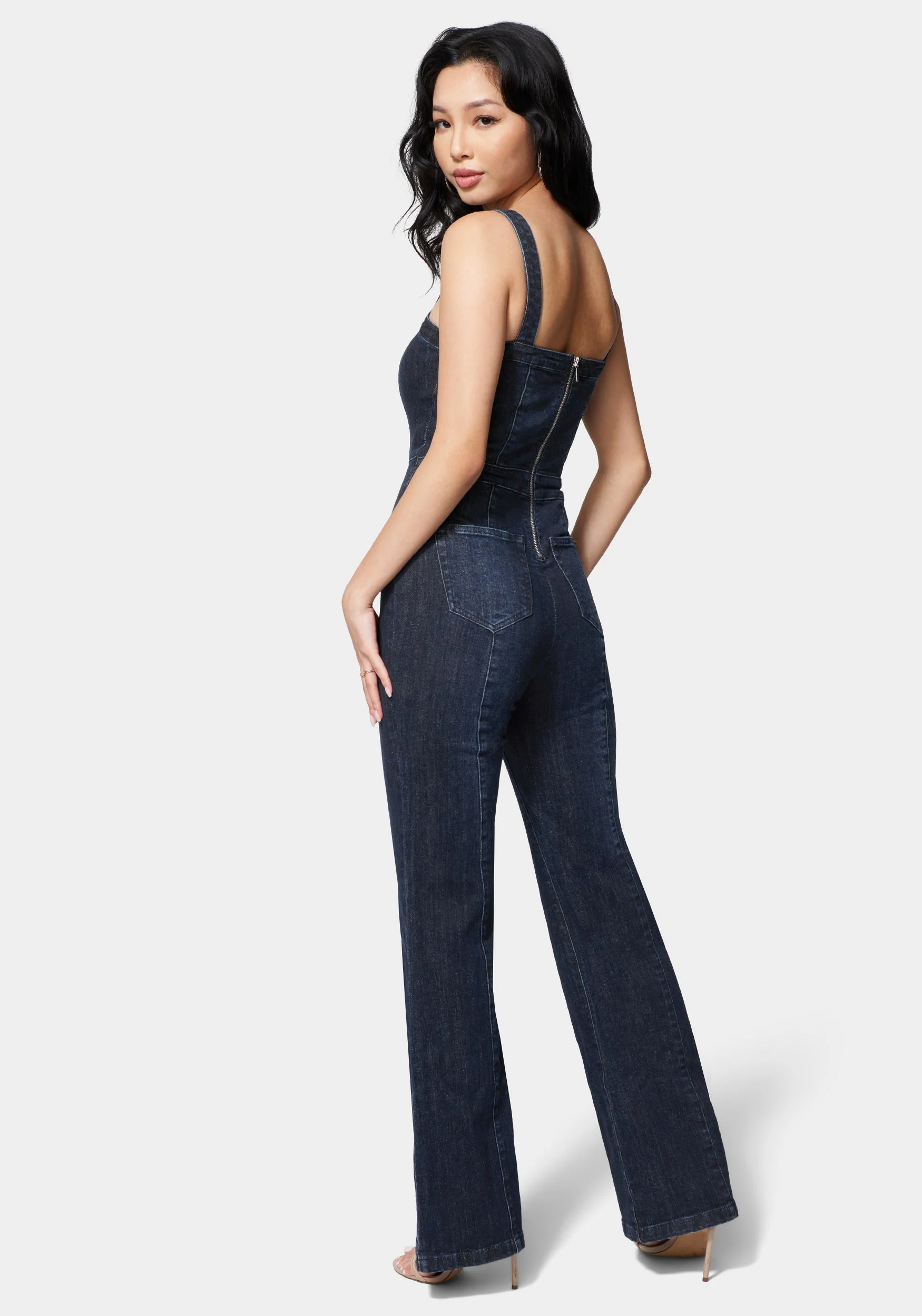 Wide Leg Multi Button Denim Jumpsuit - Image 3
